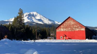 McCloud Mill Building and Mt. Shasta